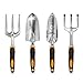 GardenHOME 7 Piece All-in-One Garden Tool Set - 5 Sturdy Stainless Steel Tools, Heavy Duty Folding Stool, Detachable Canvas Tool Bag