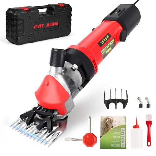 1000 W Electric Sheep Trimmer Machine with 6 Adjustable Speeds Professional Shearing Machine for Pets Wool Goat with Carry Case (Red)