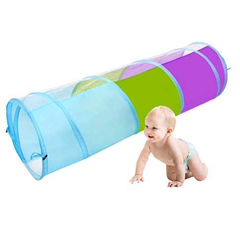 WERSHOW Pop up Play Tunnel Tube - Play Tents Crawling Games Toy Indoor and Outdoor For Kids Babies Toddlers(Grenadine)