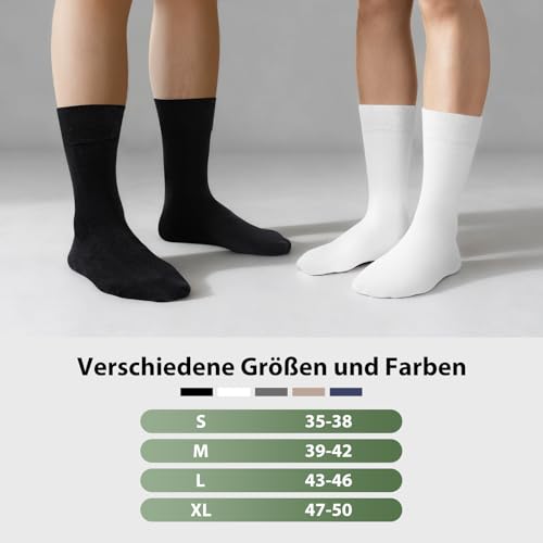 Niorasen Bamboo Diabetic Socks, 6 Pairs, without Elasticated Cuffs, Seamless, Bamboo Socks, Doctor Socks, Health Socks with Comfort Cuffs for Men and Women