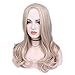 Quantum Love Wigs Mix Ash Blonde Middle Part Long Wavy Wig Heat Resistant Synthetic Daily Party Wig for Women