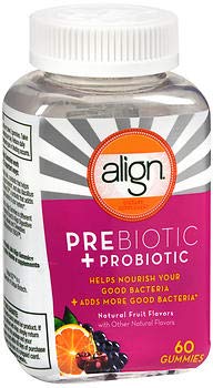 Align Prebiotic + Probiotic Gummies Natural Fruit Flavors - 60 CT, Pack of 2 Align Prebiotic + Probiotic Gummies Natural Fruit Flavors - 60 CT, Pack of 2