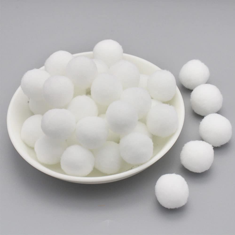 Duories 8 mm, approx. 500 White Pom Pom Balls for Crafts, Wedding Decor, Polyester Material