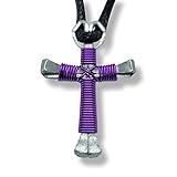 Amethyst Horseshoe Nail Cross Necklace
