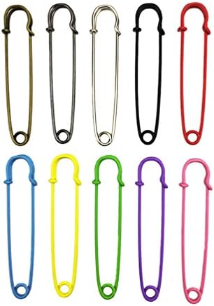 FBAPluto 10-Color Set Extra-LARGE 4" Steel Safety Pins - Blankets, Skirts, Kilts, Crafts