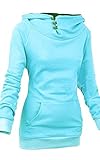 Ecowish Women's Button Collar Pockets Beam Waist Cotton Pullover Hoodie