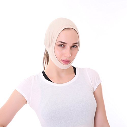 (2018 Newest) Joly Full Face Style Anti Wrinkle Face Slimming Cheek Mask Lift V Face Line Slim Belt Strap Band (Beige)