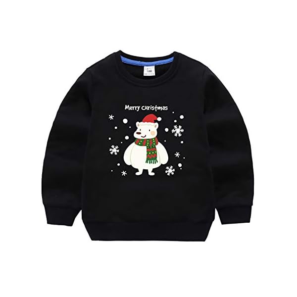 BesserBay Kids Christmas Sweatshirt X-mas Theme Long Sleeve Shirt 100% Cotton