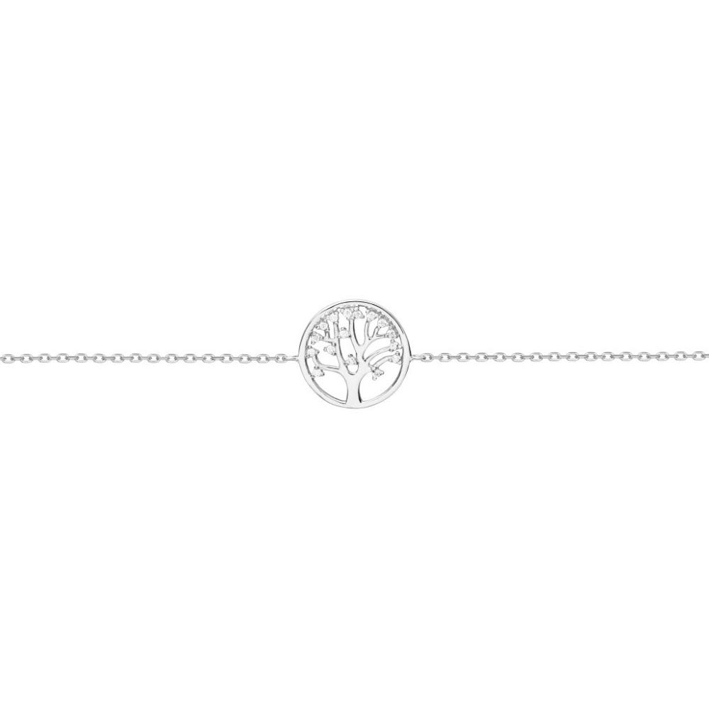 Monde Petit 925 Sterling Silver tree of Life zirconia bracelet