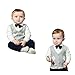 Fairy Baby Newborn Boy's Gentleman Romper Outfit with Bow Tie,3-6M,Two Layered Grid