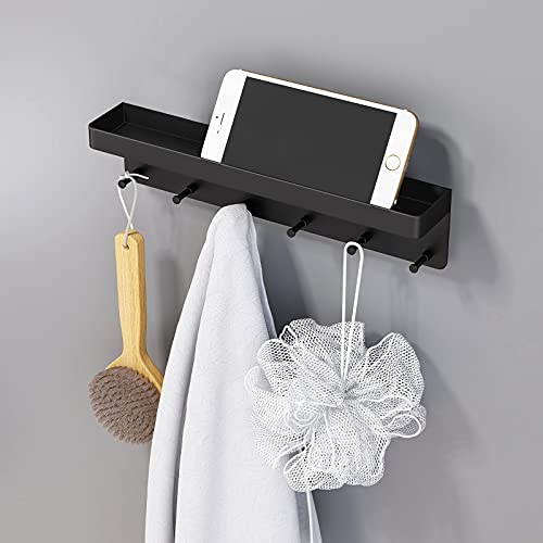 VAOHAI Key Holder for Wall Decorative, Mail Organizer Key Hooks Wall Mount, Key and Mail Holder for Wall Adhesive, 6 Hooks Key Racks, Black