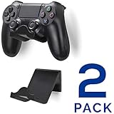 Brainwavz PS4 Game Controller Wall Hanger Stand Mount Holder (2 Pack) - Playstation 4 Game Controller Accessories (Black)
