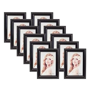 Houseables Picture Frame Set, 4″ x 6″, 12 Pack, Wood, Glass, Black, Multi Photo Kit, Gallery Wall Décor, Table Display, Horizontal or Vertical Hanging Mount, For Desk, Family Mural, Collage Bundle