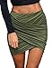 Allegrace Women Sexy Wrap Runched Stretch Draped Short Mini Pleated Skirts Army Green S