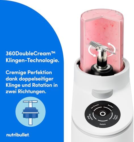 Chill – Eismaschine für leckeres Eis, Gelato, Sorbet, Smoothie Bowl und Frozen Yogurt, 5 Automatikprogramme, Eiscreme Maschine, 3 Behälter mit Deckel, ideal für Familien, Weiß (NBD0503W)