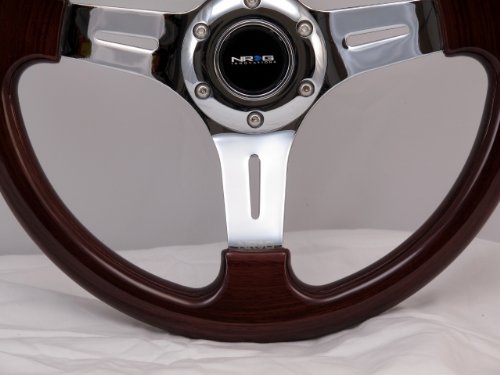 NRG Steering Wheel Classic Wood Grain with Chrome Spokes 330mm - Part # ST-015-1CH