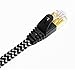 Tera Grand - 6FT - CAT7 10 Gigabit Ethernet Ultra Flat Patch Cable for Modem Router LAN Network - Braided Jacket, Gold Plated Shielded RJ45 Connectors, Faster Than CAT6a CAT6 CAT5e, Black & White
