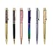 PASISIBICK Ballpoint Pens for Women, Bling Crystal Liquid Metal Ballpen with Black Ink(6pcs)