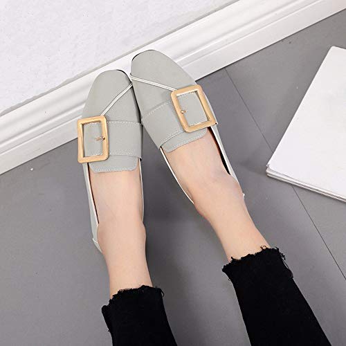 Sunyastor Womens Summer Shoes,Office Pointed Toe Shallow Wide Shoes Slip on Casual Boat Walking Shoes Party Dress Shoes Gray
