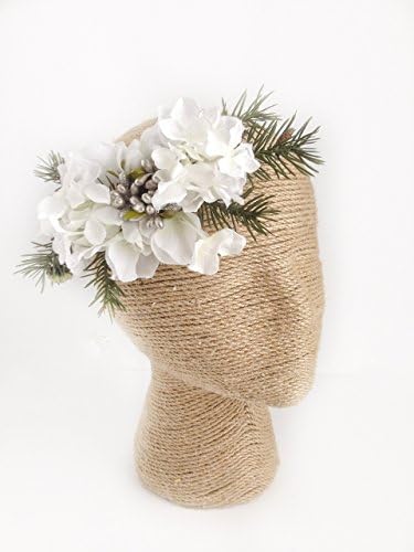 White Christmas Flower Crown Headband Tieback