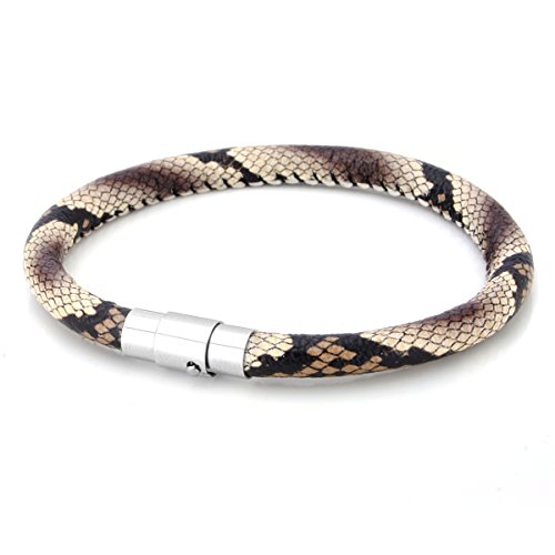 JewelrieShop Braid Leather Bracelet Wristband, Stainless Steel Magnetic Lock Clasps, Cuff Bangle, Leather Cord