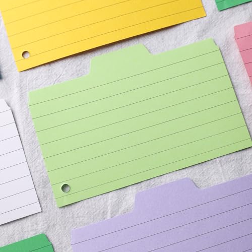 Koogel 560 Stücke Bunt Lernkarten Karteikarte, Linierte Karteikarten mit Haftnotizen Tabs Blanko Karteikarten mit Ring Vokabelkarten für Lernen Büro Schule Zuhause