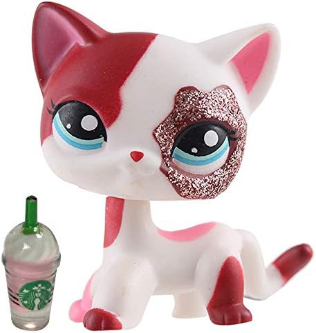 Emilys Doll lps White and Pink Short Hair Cat Blue Eyes Clear Peg with lps Accessories Kids Gift