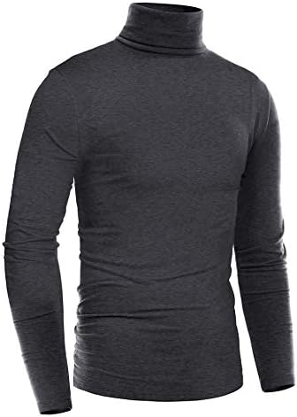 Mens Thermal Mock Turtleneck Long Sleeve T Shirt Knitted Pullover Basic Slim Fit Shirts