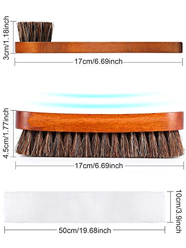 Youngjoy 3 Pieces Horsehair Shine Shoes Brush kit Polish Dauber Applicators(C)