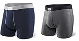 Saxx Men's Underwear-24-Seven Boxer Fly 2 Pack-Navy/Heather-L