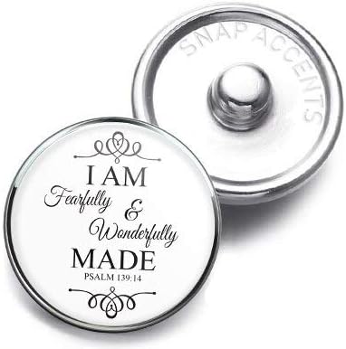 SnapAccentsBible Verse Snap Jewelry Ginger Charm 18MM Christian Scripture Song Button Fits Bracelets, Necklaces, Keychains