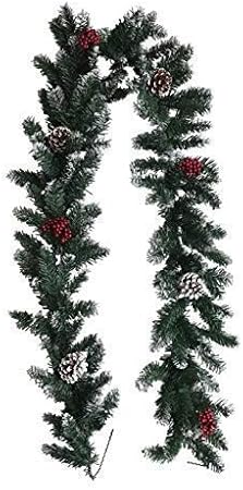 Jeno Floral Red Berry Cone Snowy Christmas Garland 185 Cm For