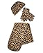 Black & Brown Leopard Print 3 Piece Fleece Hat, Scarf & Glove Women's Winter Set