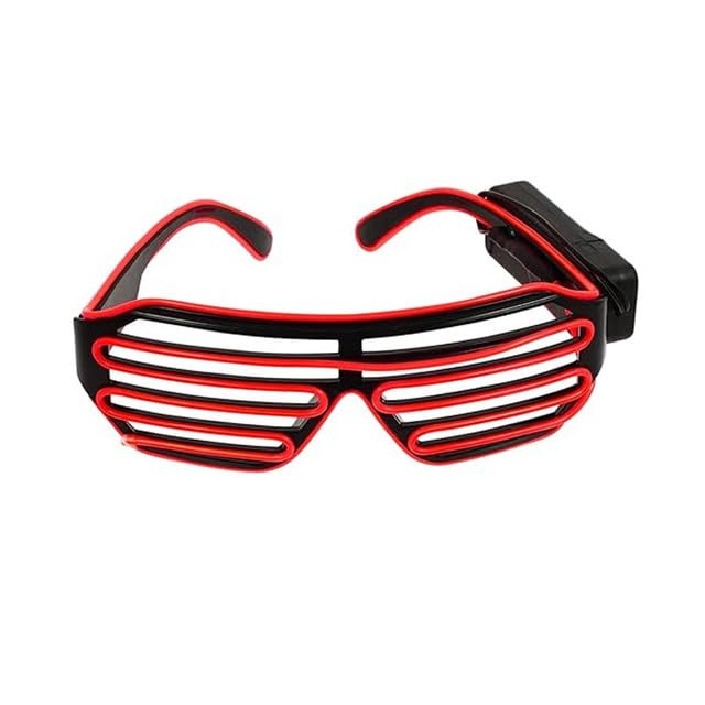 Gizelle LED Light Up Neon Shutter Glasses Wireless Flashing Party Eyeglasses Neon Glow In Dark Illuminated Frames For Disco Christmas DJ Costume Party Favors Red