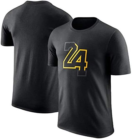 GLJJQMY 2019 Basketball Lakers Kobe Bryant 24th Edition Jersey Short Sleeve T-Shirt Comfortable Cotton Short Sleeve Basketball t-shirt (Color : Black, Size : L)