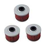 PODOY New Pack of 3 Oil Filter fit for KAWASAKI KX450F KLX140 KLX125 KLX110 KLX250 KSR110 KLX140L KLX250S KLX250R KLX300R KLX450R KFX450R KLX250SF SUZUKI DRZ110 Replace HF112 & KN112