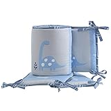 Bedtime Originals Roar Dinosaur 4 Piece Crib Bumper, Blue/Gray
