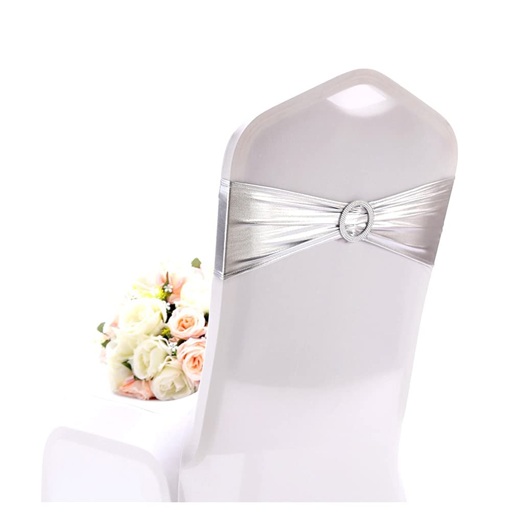 Namvo 10Pcs Stretch Chair Bows Large Occasions Stretch Chair Bands Sashes Spandex Elastic With Slider Buckle for Wedding Party Hotel Event Decoration (Not Included White Chair Cover Cloth)