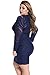 Cfanny Women's Lace Nude Illusion See Through Sleeves Bodycon Dress,Royal Blue,XXL