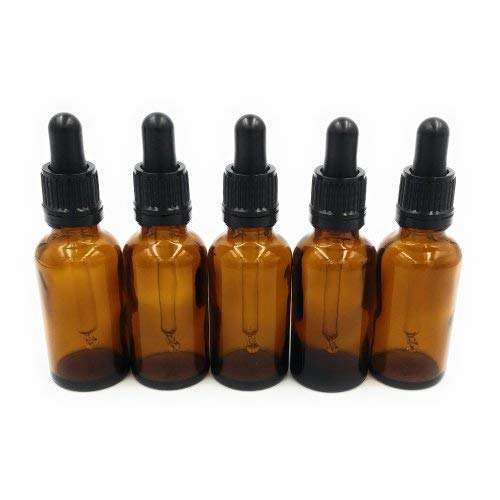 5 x 30ml Amber Brown Glass Bottles with Dropper Pipettes by Pasha81 Ltd