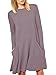 Zero City Womens Casual Pockets Plain Flowy Simple Swing T-Shirt Loose Dress, A04, Medium