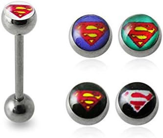 14Gx5/8 (1.6x16MM) One Full Set Logo Tongue Bar with FREE!!! 4 Pices Interchange Logo Ball Tongue Piercing jewelry
