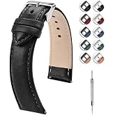 Fullmosa 20mm Quick Release Leather Watch Band for Garmin Samsung Galaxy | Strap for Garmin Vivoactive 6/5,Venu Sq 2/Sq,Galaxy Watch 7/6/5 40mm 44mm Women Men, Gradient Black&amp;Silver Buckle