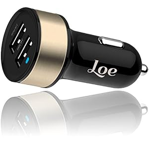 LOE(ロエ) iPhone6対応 4.4A デュアル スタイリッシュ USBカーチャージャー MFI認証 高速充電 ハイスピード シガーソケット