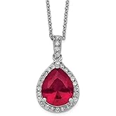 Gem And Harmony 4.90 Carat (ctw) Lab-Created Ruby Teardrop Pendant Necklace in Sterling Silver with Chain
