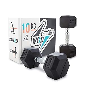 Thunder WOD – Zeshoekige Dumbbells 10Kg + Trainingsbord – Crossfit Gewichten Set