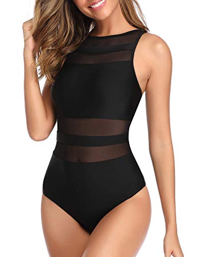 black mesh bathing suit