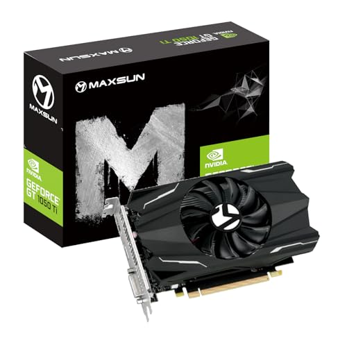 MAXSUN Geforce GTX 1050 Ti 4GB GDDR5 128-Bit Graphics Card for Gaming GPU Mini ITX Design DisplayPort, HDMI, DVI-D, Single Fan Cooling System
