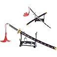 JCvCX 9'' OP Cosplay Mini Katana Model Keychains Shusui Pendant Zinc Alloy Pedants（ and Purple）