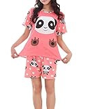 MyFav Big Girls Summer Shorts Pajama Cute Panda Sleepwear Lovely Child Loungwear